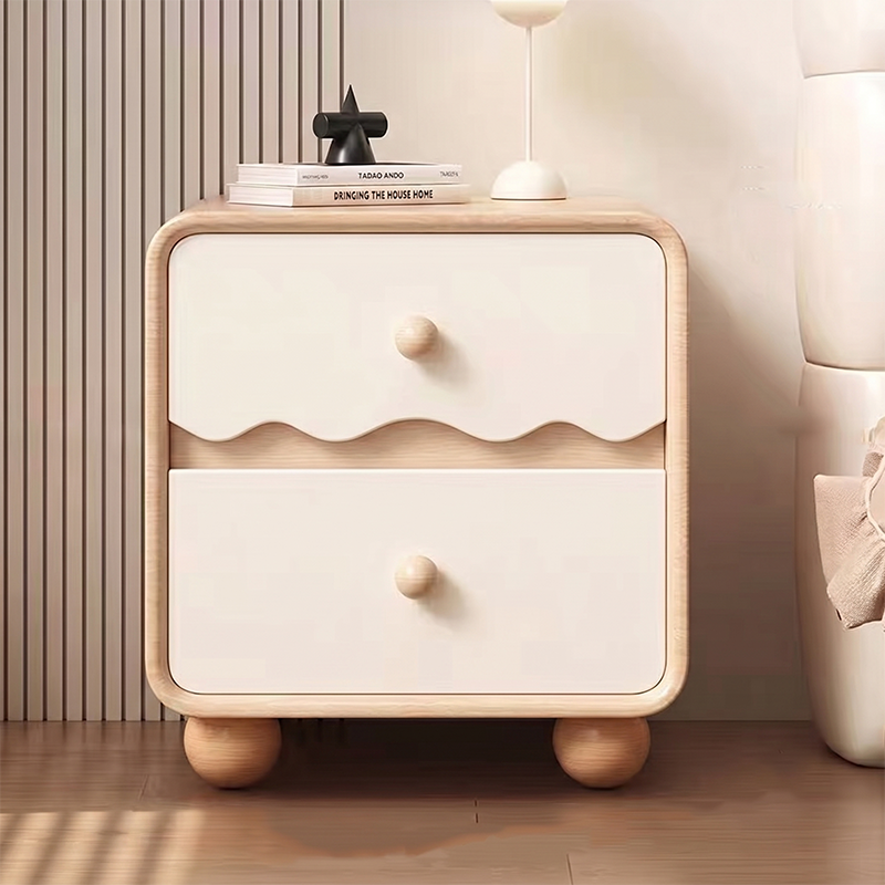 Table de chevet rectangulaire contemporaine en faux cuir pin nordique avec 2 tiroirs pour salon et chambre 
