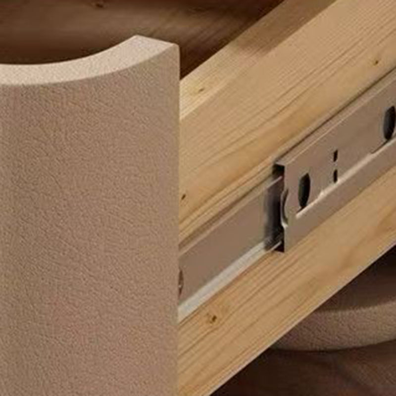 Contemporary Nordic Pine Wood Plywood Faux Leather Rectangular Nightstand With 2 Drawers For Bedroom
