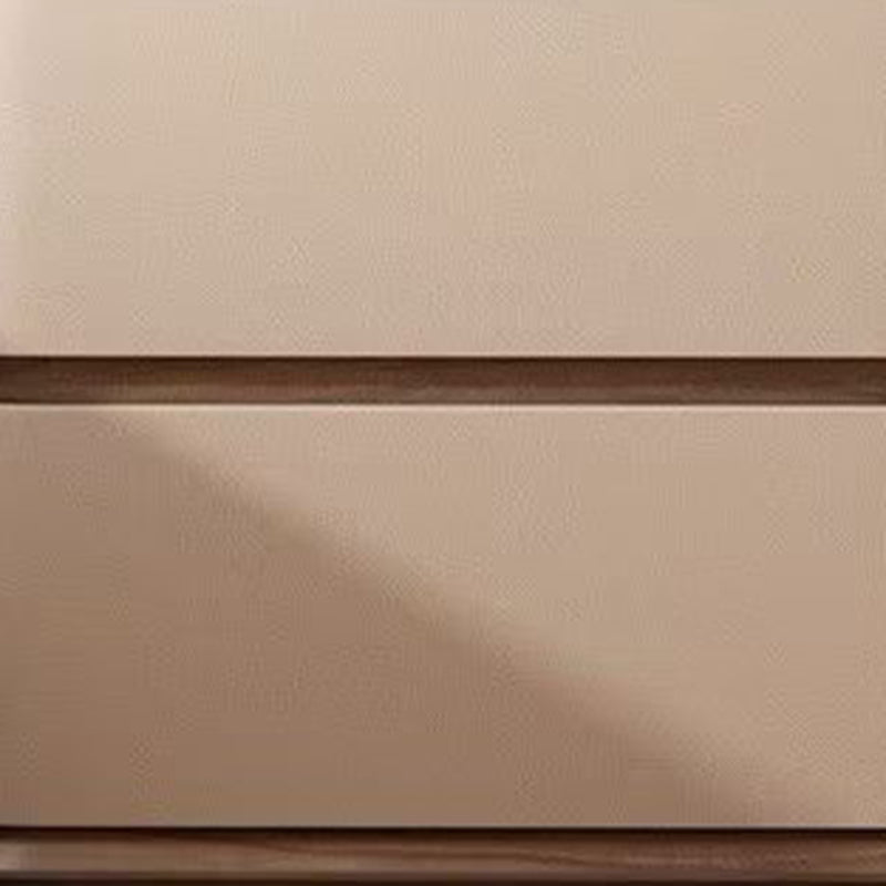 Contemporary Nordic Pine Wood Plywood Faux Leather Rectangular Nightstand With 2 Drawers For Bedroom