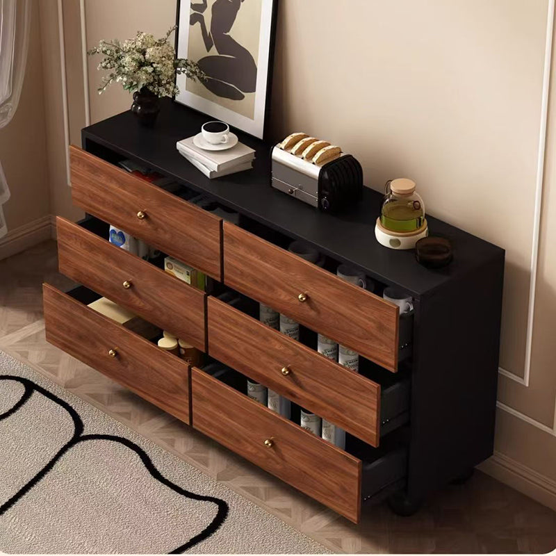 Zeitgenössisches Retro-Partikelbrett Rechteckiger 6-Schubladen-Aufbewahrungsschrank für Wohnzimmer &amp; Schlafzimmer 