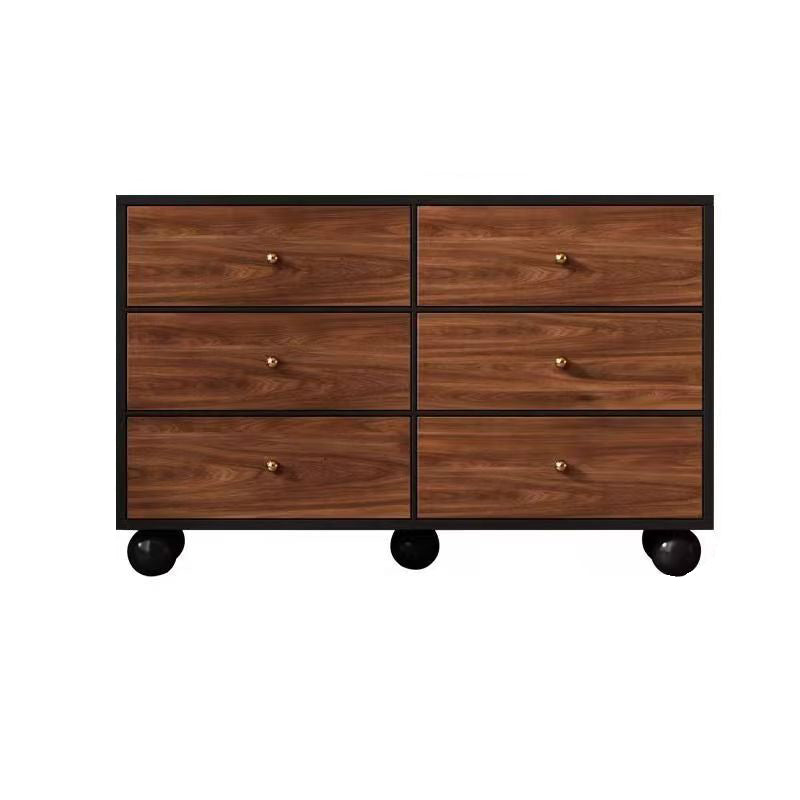 Zeitgenössisches Retro-Partikelbrett Rechteckiger 6-Schubladen-Aufbewahrungsschrank für Wohnzimmer &amp; Schlafzimmer 