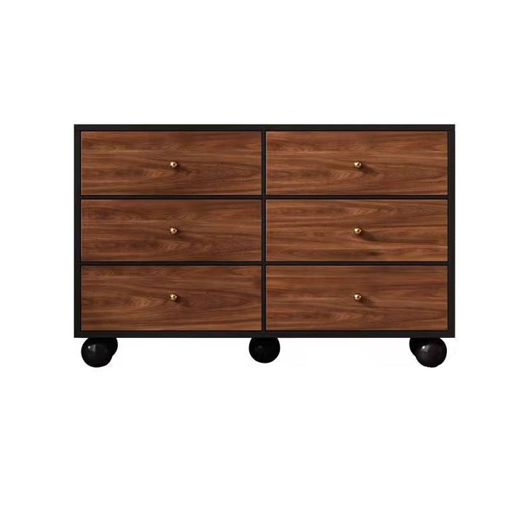 Zeitgenössisches Retro-Partikelbrett Rechteckiger 6-Schubladen-Aufbewahrungsschrank für Wohnzimmer &amp; Schlafzimmer 