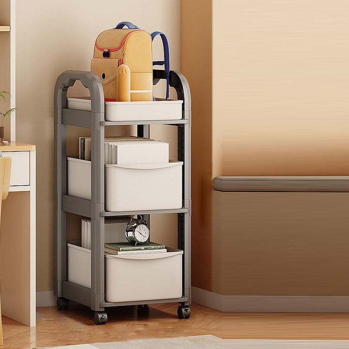Modern Minimalist Plastic Rectangular End Table 2/3/4-Drawer Rolling Storage Cart With Swivel Wheels For Living Room