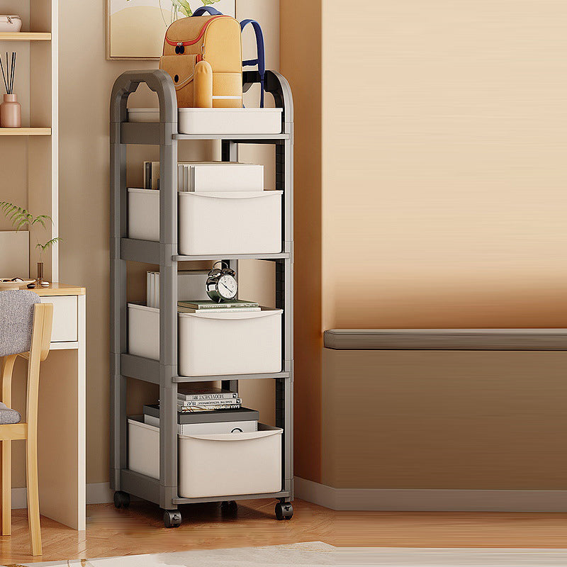 Modern Minimalist Plastic Rectangular End Table 2/3/4-Drawer Rolling Storage Cart With Swivel Wheels For Living Room