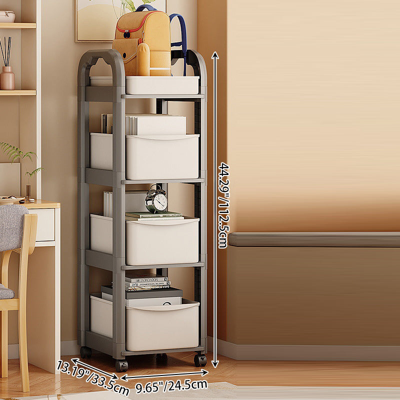 Modern Minimalist Plastic Rectangular End Table 2/3/4-Drawer Rolling Storage Cart With Swivel Wheels For Living Room