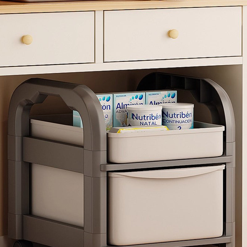 Modern Minimalist Plastic Rectangular End Table 2/3/4-Drawer Rolling Storage Cart With Swivel Wheels For Living Room