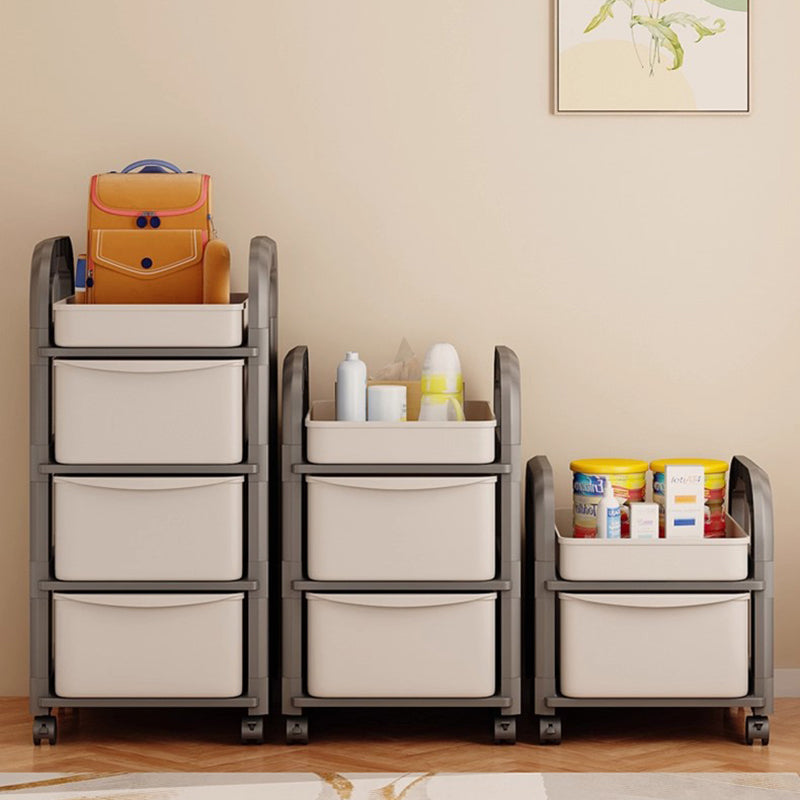 Modern Minimalist Plastic Rectangular End Table 2/3/4-Drawer Rolling Storage Cart With Swivel Wheels For Living Room