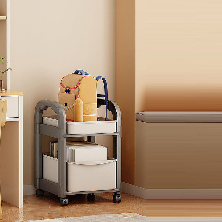 Modern Minimalist Plastic Rectangular End Table 2/3/4-Drawer Rolling Storage Cart With Swivel Wheels For Living Room