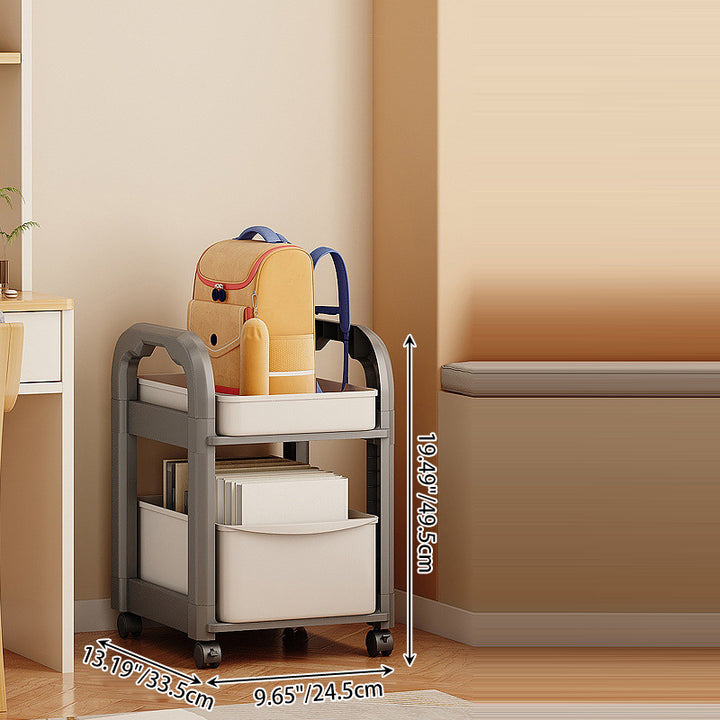Modern Minimalist Plastic Rectangular End Table 2/3/4-Drawer Rolling Storage Cart With Swivel Wheels For Living Room