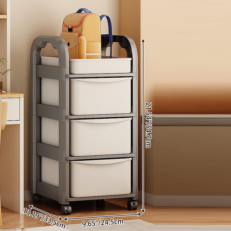 Modern Minimalist Plastic Rectangular End Table 2/3/4-Drawer Rolling Storage Cart With Swivel Wheels For Living Room