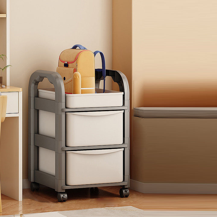 Modern Minimalist Plastic Rectangular End Table 2/3/4-Drawer Rolling Storage Cart With Swivel Wheels For Living Room