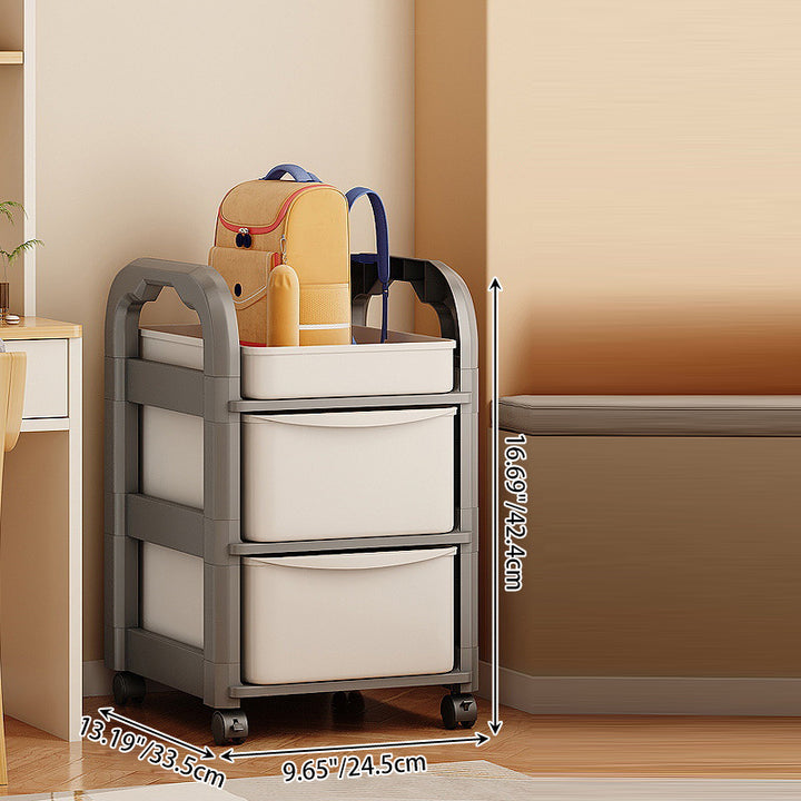Modern Minimalist Plastic Rectangular End Table 2/3/4-Drawer Rolling Storage Cart With Swivel Wheels For Living Room