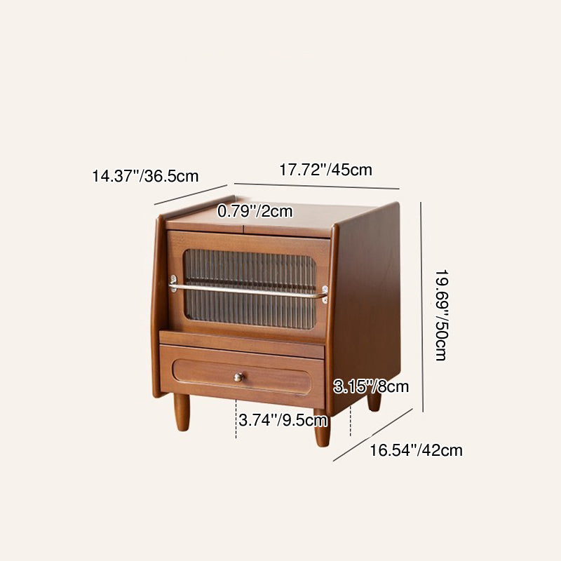 Table de chevet carrée moderne minimaliste en bois d’hévéa massif, contreplaqué et acrylique, à 2 tiroirs avec rangement et fermeture silencieuse pour chambre à coucher 