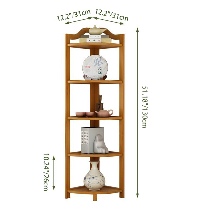 Étagère d'angle moderne minimaliste en MDF bambou Nan à 5 niveaux pour salon 