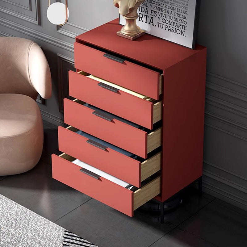 Moderner minimalistischer Aufbewahrungsschrank aus Massivholz und orientierter Spanplatte mit Kohlenstoffstahl, rechteckig, 5 Schubladen, für Wohnzimmer 