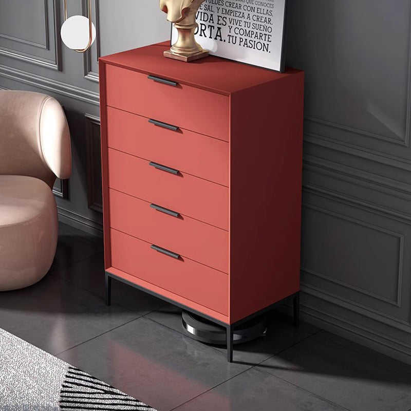 Moderner minimalistischer Aufbewahrungsschrank aus Massivholz und orientierter Spanplatte mit Kohlenstoffstahl, rechteckig, 5 Schubladen, für Wohnzimmer 