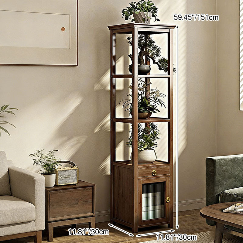 Traditional Chinese Nan Bamboo Acrylic Iron Square Display Rack 1/2/3/4-Tier Multiple Shelves For Living Room