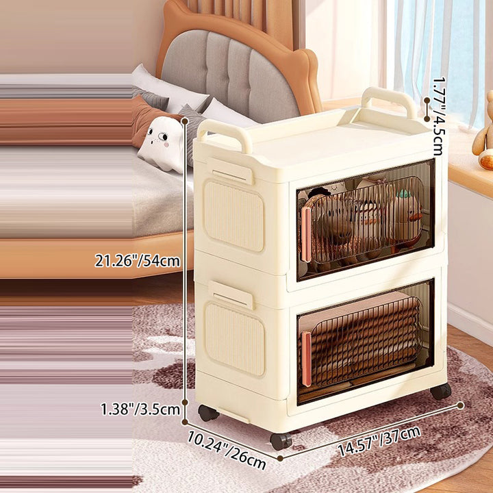 Armoire de rangement rectangulaire moderne minimaliste en plastique PP, à 2/3/4/5 compartiments, pliable et mobile pour salon 