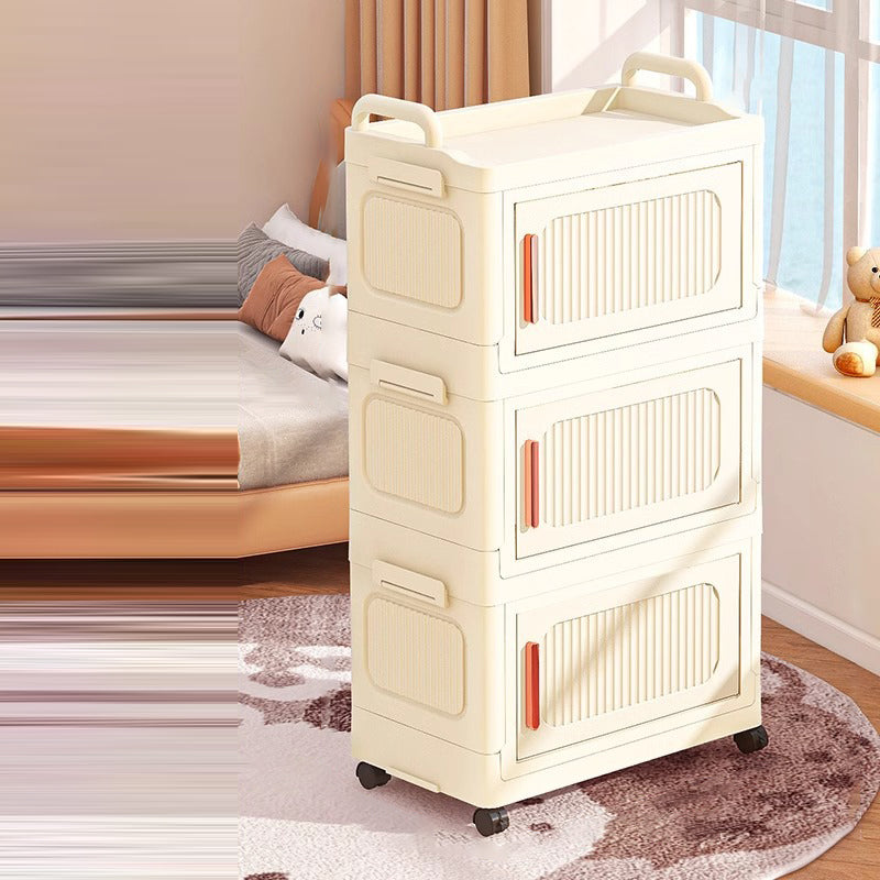 Armoire de rangement rectangulaire moderne minimaliste en plastique PP, à 2/3/4/5 compartiments, pliable et mobile pour salon 