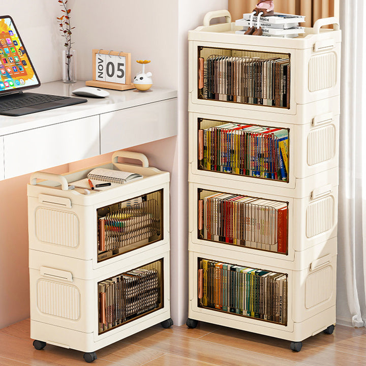 Armoire de rangement rectangulaire moderne minimaliste en plastique PP, à 2/3/4/5 compartiments, pliable et mobile pour salon 