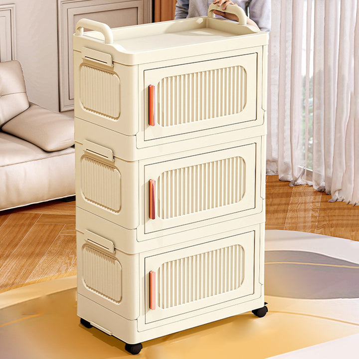 Armoire de rangement rectangulaire moderne minimaliste en plastique PP, à 2/3/4/5 compartiments, pliable et mobile pour salon 