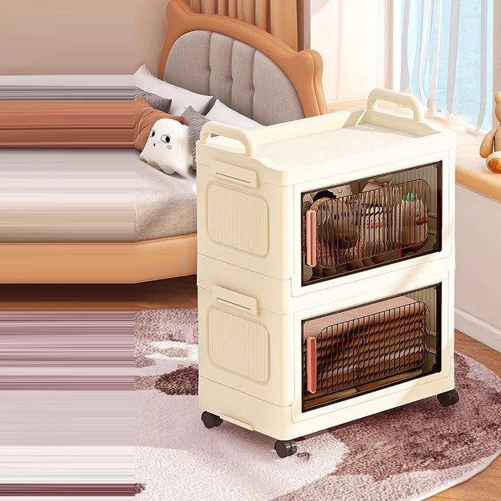 Armoire de rangement rectangulaire moderne minimaliste en plastique PP, à 2/3/4/5 compartiments, pliable et mobile pour salon 