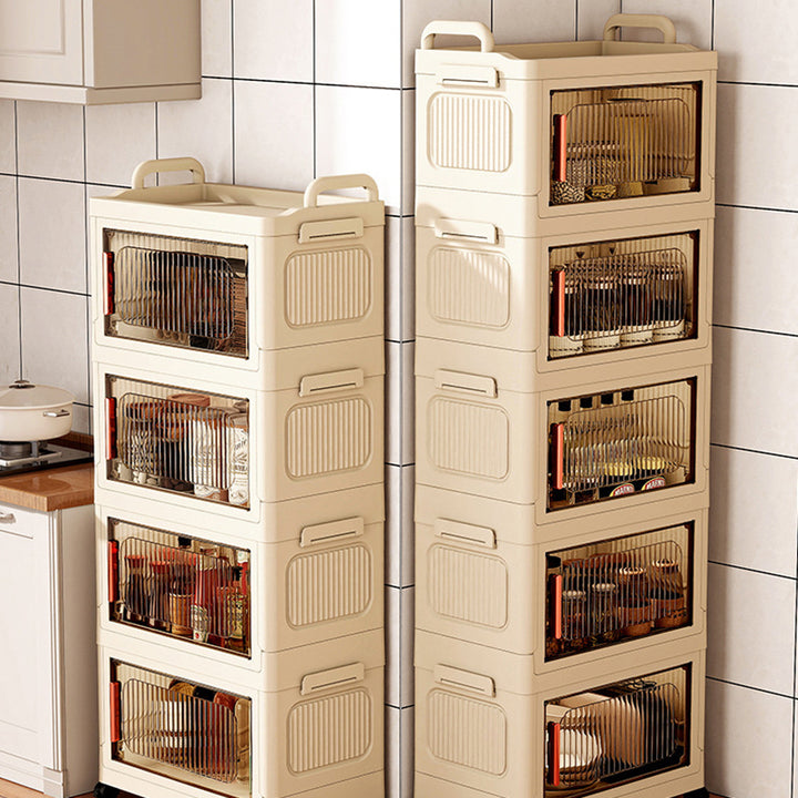 Armoire de rangement rectangulaire moderne minimaliste en plastique PP, à 2/3/4/5 compartiments, pliable et mobile pour salon 