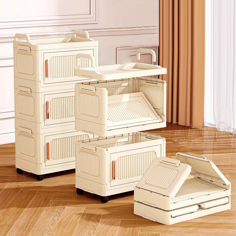 Armoire de rangement rectangulaire moderne minimaliste en plastique PP, à 2/3/4/5 compartiments, pliable et mobile pour salon 