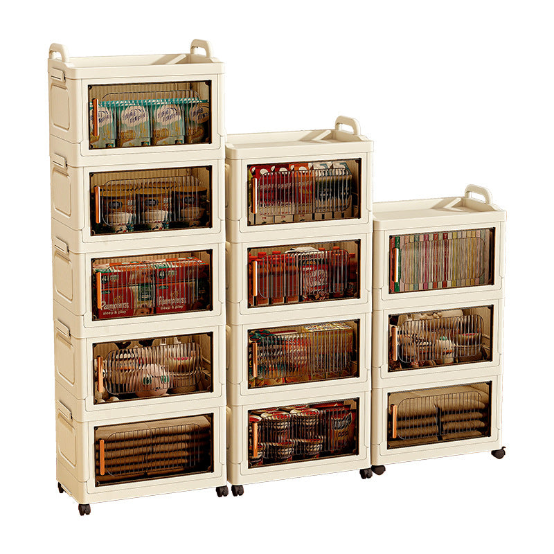 Armoire de rangement rectangulaire moderne minimaliste en plastique PP, à 2/3/4/5 compartiments, pliable et mobile pour salon 