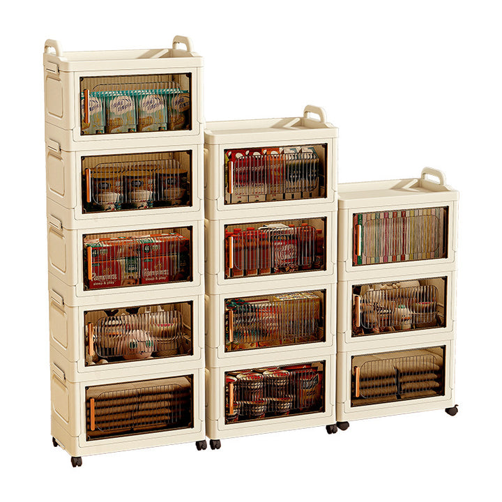 Armoire de rangement rectangulaire moderne minimaliste en plastique PP, à 2/3/4/5 compartiments, pliable et mobile pour salon 