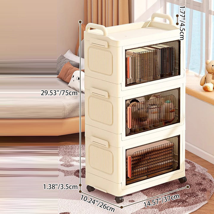 Armoire de rangement rectangulaire moderne minimaliste en plastique PP, à 2/3/4/5 compartiments, pliable et mobile pour salon 