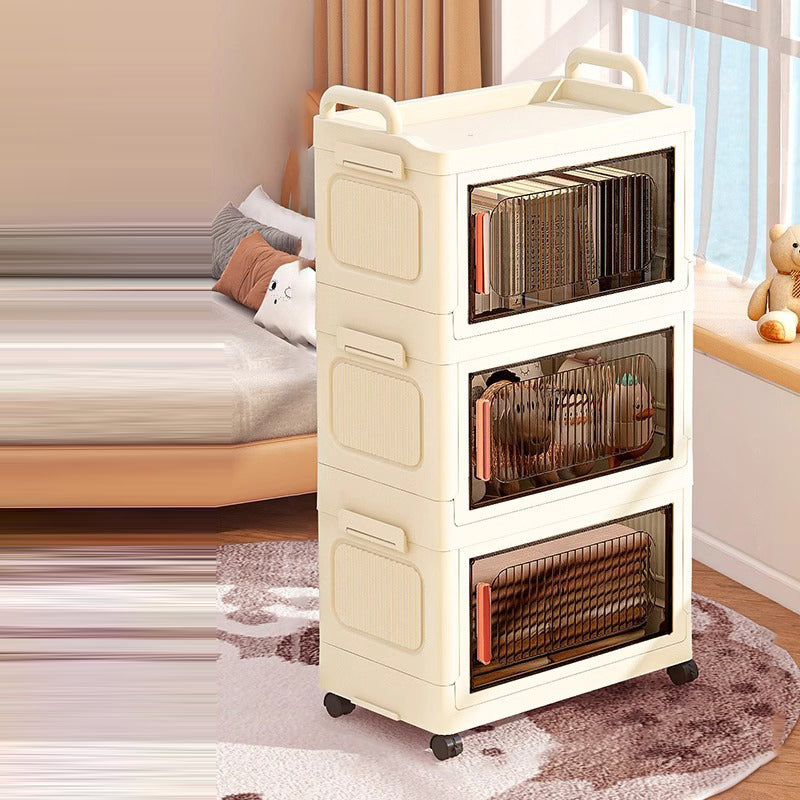 Armoire de rangement rectangulaire moderne minimaliste en plastique PP, à 2/3/4/5 compartiments, pliable et mobile pour salon 