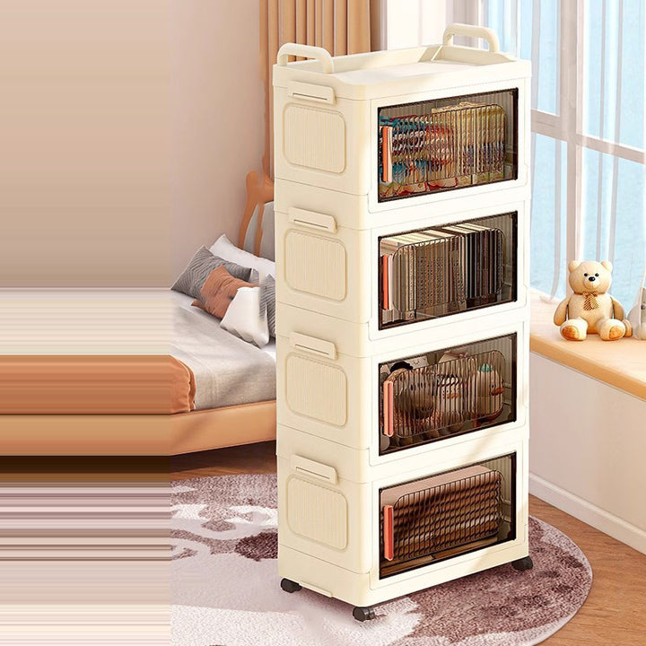 Armoire de rangement rectangulaire moderne minimaliste en plastique PP, à 2/3/4/5 compartiments, pliable et mobile pour salon 