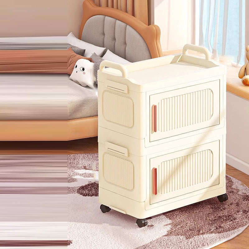 Armoire de rangement rectangulaire moderne minimaliste en plastique PP, à 2/3/4/5 compartiments, pliable et mobile pour salon 