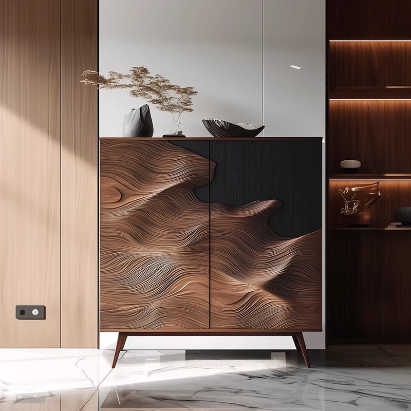 Contemporary Nordic Beech Wood Solid Wood Edge Glued Panel Rectangular Storage Cabinet 4-Tier For Living Room