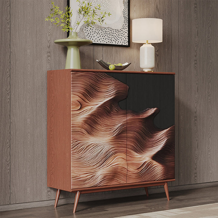 Contemporary Nordic Beech Wood Solid Wood Edge Glued Panel Rectangular Storage Cabinet 4-Tier For Living Room