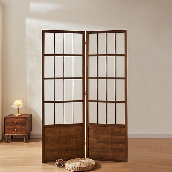 Traditional Chinese Pine Wood Non-woven Fabric Rectangular Room Divider Folding For Living Room