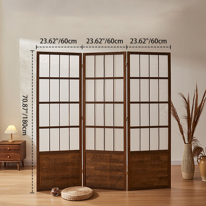 Traditional Chinese Pine Wood Non-woven Fabric Rectangular Room Divider Folding For Living Room