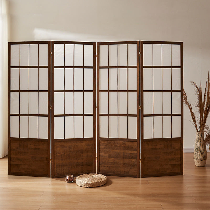 Traditional Chinese Pine Wood Non-woven Fabric Rectangular Room Divider Folding For Living Room