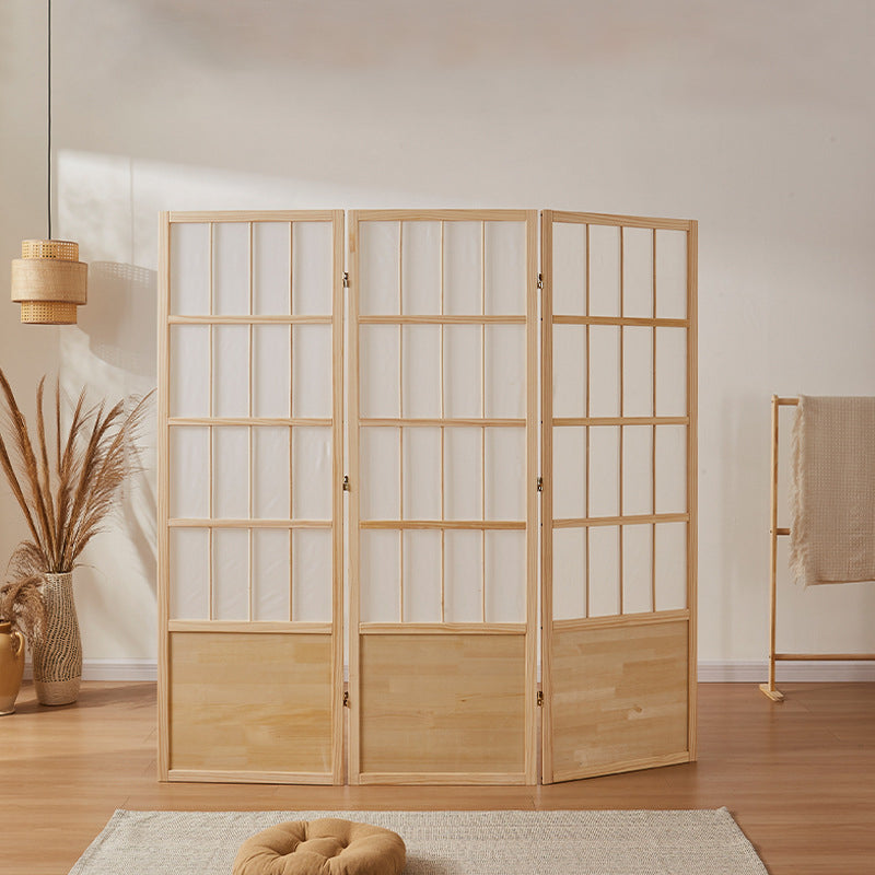 Traditional Chinese Pine Wood Non-woven Fabric Rectangular Room Divider Folding For Living Room
