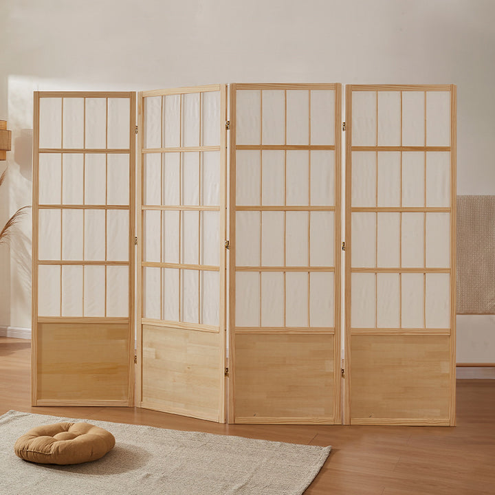 Traditional Chinese Pine Wood Non-woven Fabric Rectangular Room Divider Folding For Living Room