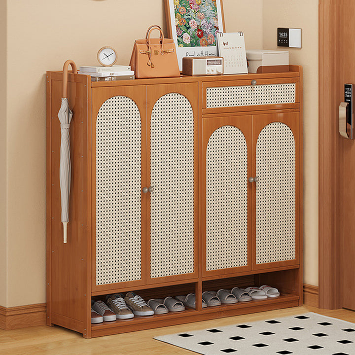 Modern Minimalist Nan Bamboo ABS MDF Rectangular Shoe Storage 8-Tier For Entryway
