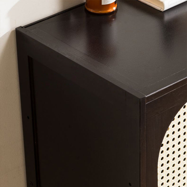 Modern Minimalist Nan Bamboo MDF Plastic Rattan Rectangular Weaving Storage Cabinet 5-Tier For Living Room