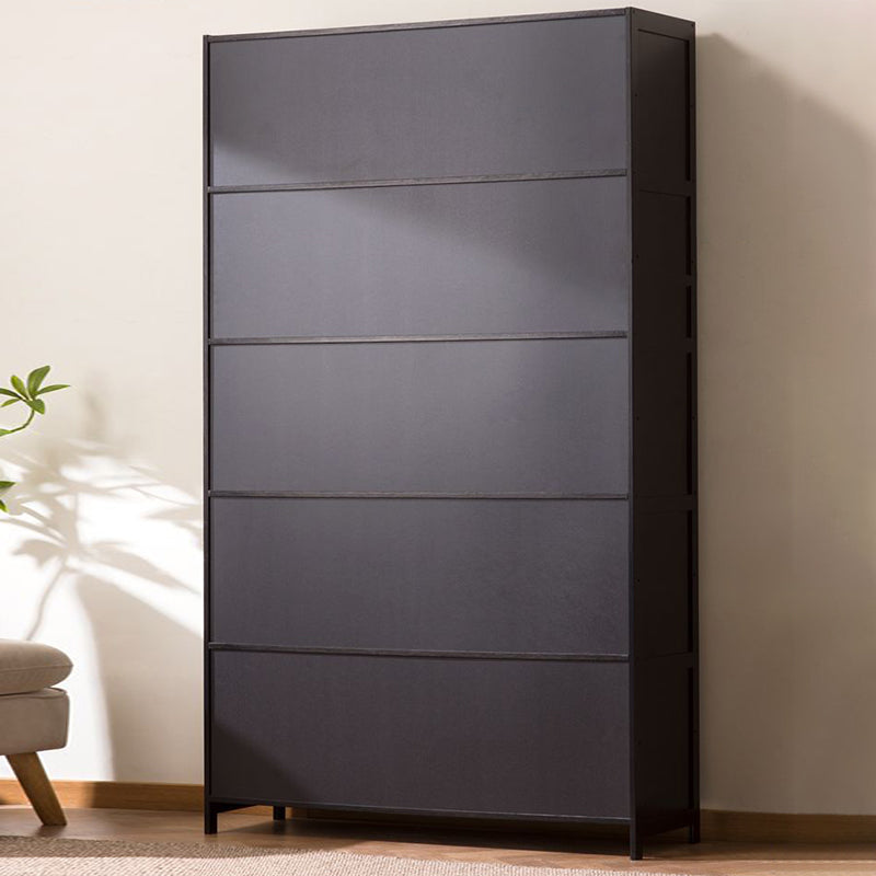 Modern Minimalist Nan Bamboo MDF Plastic Rattan Rectangular Weaving Storage Cabinet 5-Tier For Living Room