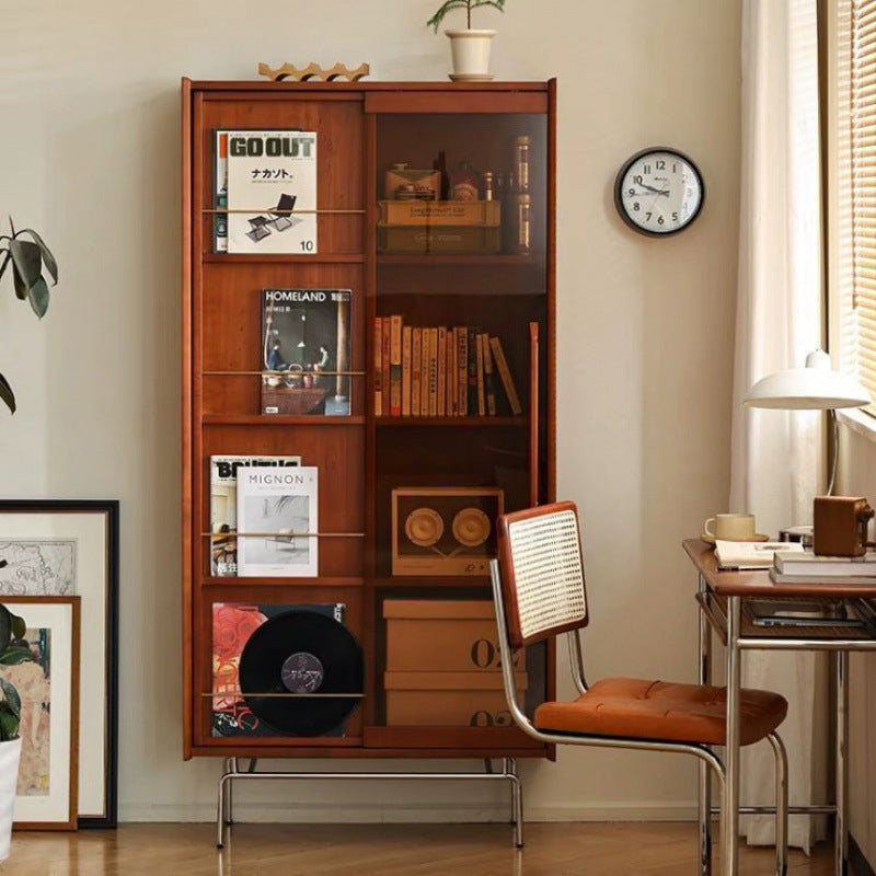 Estantería rectangular de vidrio de acero inoxidable de madera de pino retro contemporánea 7/8-Cabinet Bafle extraíble para sala de estar 
