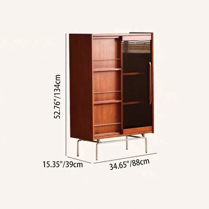 Estantería rectangular de vidrio de acero inoxidable de madera de pino retro contemporánea 7/8-Cabinet Bafle extraíble para sala de estar 