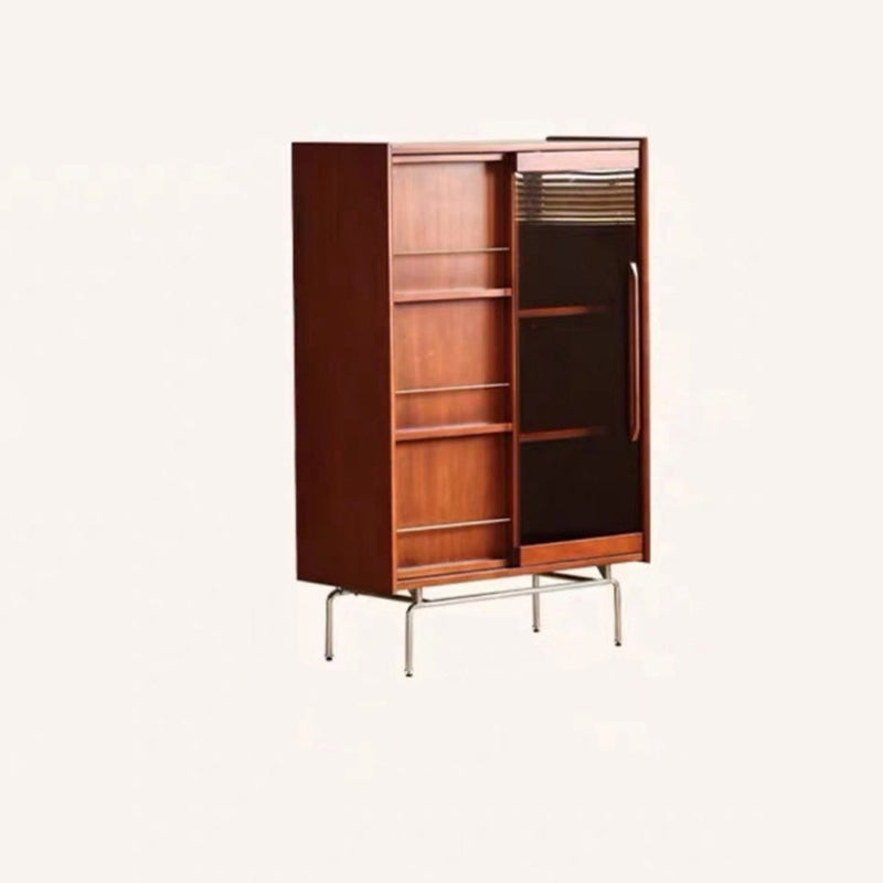 Estantería rectangular de vidrio de acero inoxidable de madera de pino retro contemporánea 7/8-Cabinet Bafle extraíble para sala de estar 