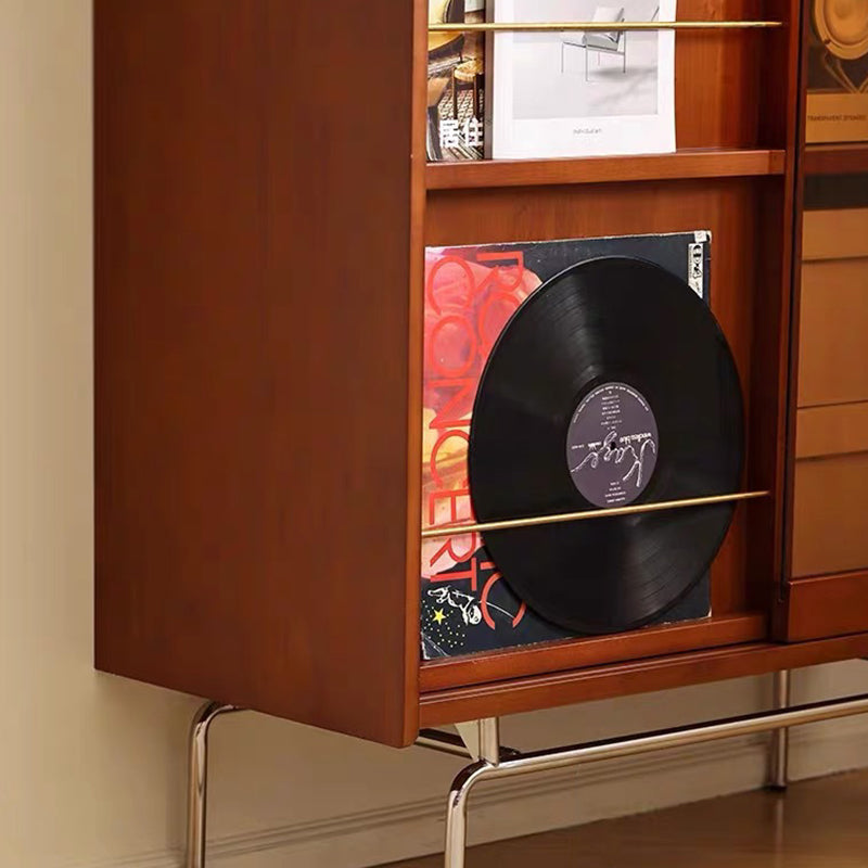 Estantería rectangular de vidrio de acero inoxidable de madera de pino retro contemporánea 7/8-Cabinet Bafle extraíble para sala de estar 