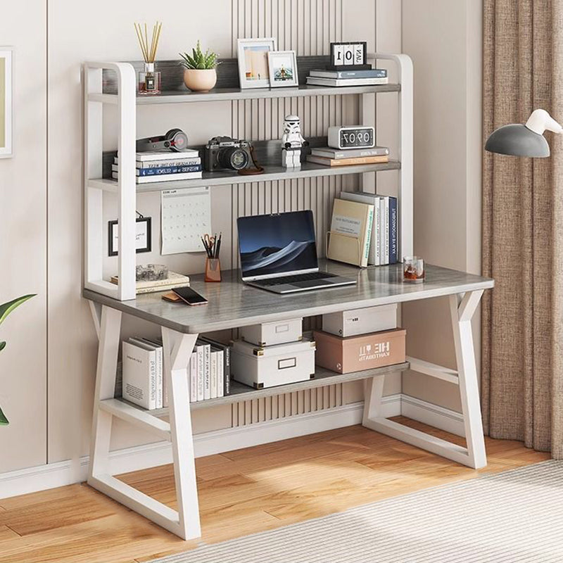 Bureaux rectangulaires en acier au carbone HDF au style minimaliste moderne, avec étagères de rangement à 4 niveaux pour bureau à domicile 