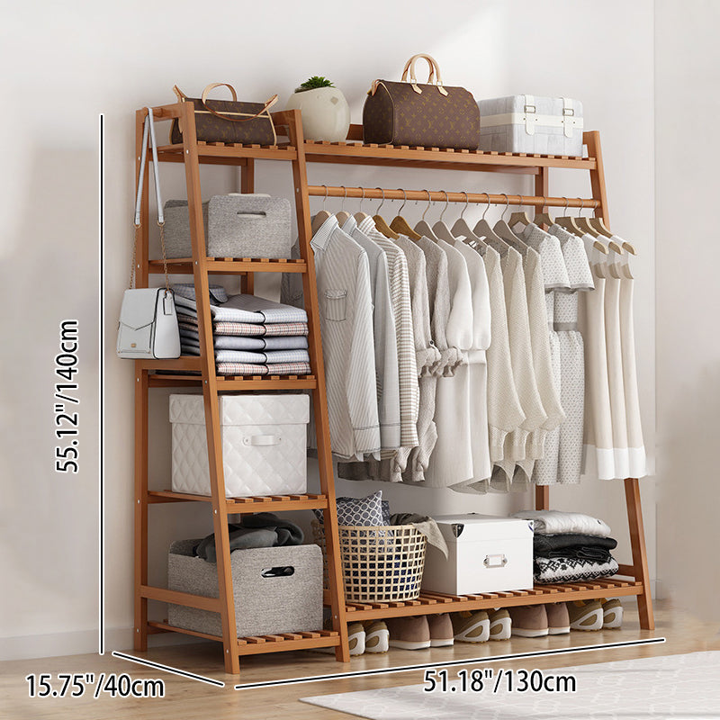 Modern Minimalist Nan Bamboo Rectangular Hall Tree 5-Tier Multi-Function Rack For Bedroom